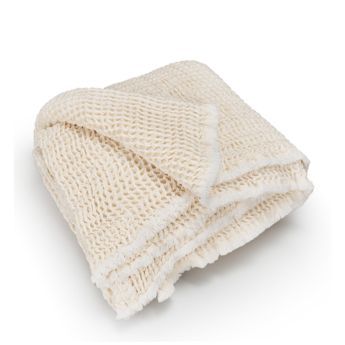 Cream Ansley Waffle Throw Blanket Fiber and Fill